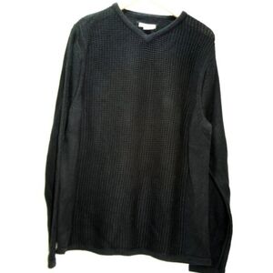 Carbon2Cobalt 'Serendipity' Cotton/Cashmere Trio Knit Black Sweater Men's XL